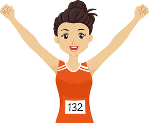 Teen Girl Marathon Runner Illustration