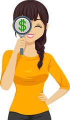 Teen Girl Money Search Illustration