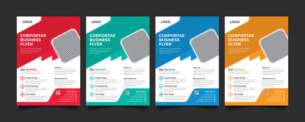 Creative professional corporate modern business style flyer templates Simple design in minimalist style vector design illustration. color red green blue yellow 