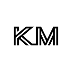 initial letter km line stroke logo modern