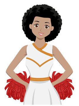 Teen Girl Black Cheerleader Illustration