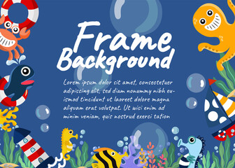 under the sea frame background concept illustration vector design 7