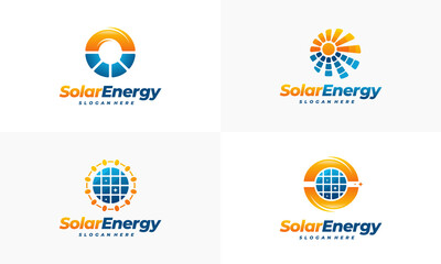 Set of Solar Energy logo designs vector, Sun power logo