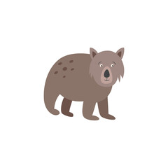 Vector illustration of a cute Australian wombat isolated on a white background.