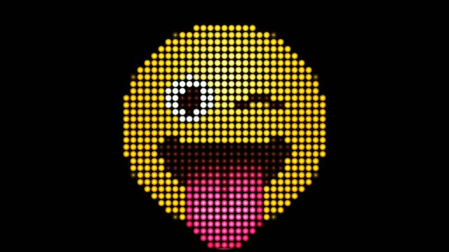 Smile Emoji reaction STICKING HER TONGUE OUT, icon animation on black background

