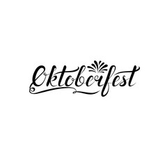 oktoberfest text. handwritten calligraphy inscription. design element for card, banner, invitation, t shirt, flyer, sign, poster, print. black and white vector illustration. calligraphic text
