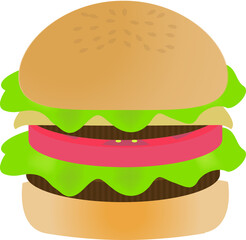 シンプルで可愛い横から見たハンバーガーのイラスト