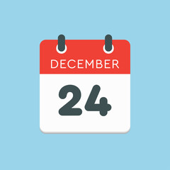 Calendar icon day 24 December, template icon day