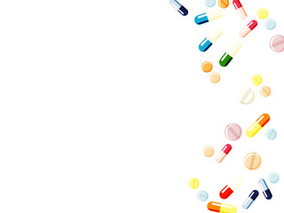色々な錠剤のイラストの背景
