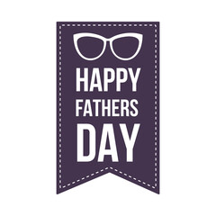 Happy Fathers Day poster on black flag shape with glasses symbol.