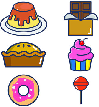 Set of Delicious Food Vector Design for Icon, Symbol, and Graphic Resources. EPS10 Editable Stroke