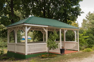 Gazebos, places for outdoor recreation in the Park of the estate of the composer S. V. Rachmaninoff.