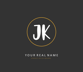 Obraz premium J K JK Initial letter handwriting and signature logo. A concept handwriting initial logo with template element.
