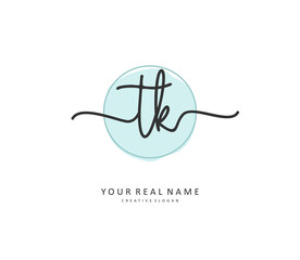 Fototapeta premium T K TK Initial letter handwriting and signature logo. A concept handwriting initial logo with template element.