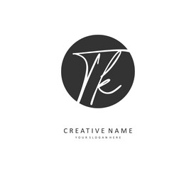 T K TK Initial letter handwriting and signature logo. A concept handwriting initial logo with template element.