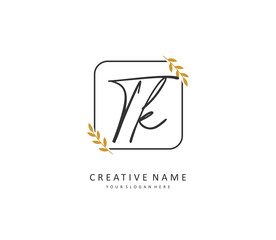 T K TK Initial letter handwriting and signature logo. A concept handwriting initial logo with template element.