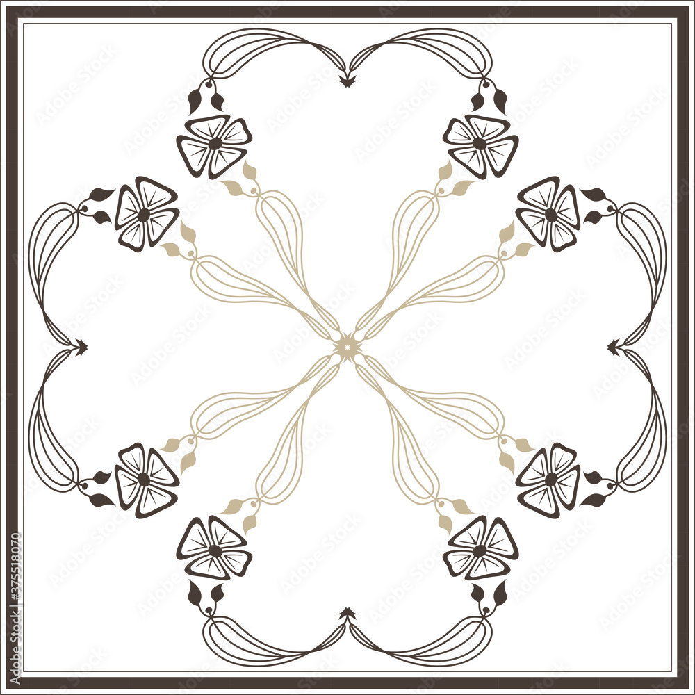 Poster scarf design. frame.vector tiles background with color.