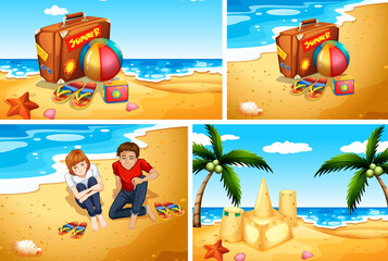 Obraz premium Set of summer beach background