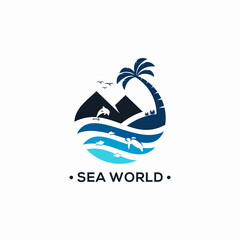 sea world logo abstract illustration