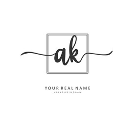A K AK Initial letter handwriting and signature logo. A concept handwriting initial logo with template element.