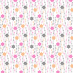 colorful flower line dot batik background