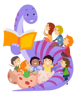 Stickman Kids Dinosaur Book Illustration