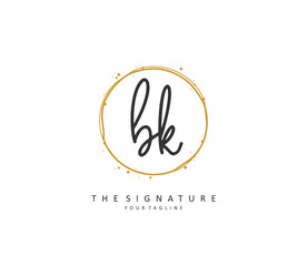 B K BK Initial letter handwriting and signature logo. A concept handwriting initial logo with template element.