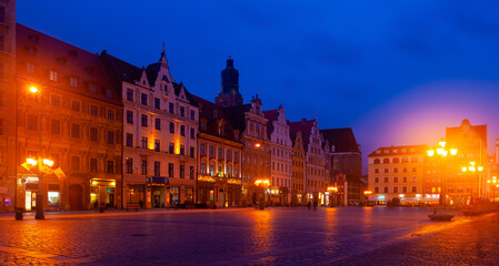 Fototapeta na wymiar Market square at night. Wroclaw. Poland