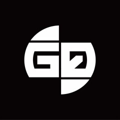 GQ Logo monogram with slice circle shape rotate design template