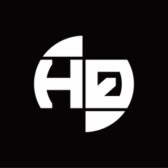 HQ Logo monogram with slice circle shape rotate design template