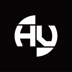 HV Logo monogram with slice circle shape rotate design template