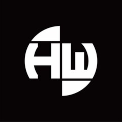 HW Logo monogram with slice circle shape rotate design template