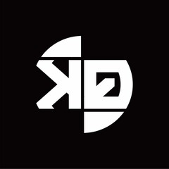 KQ Logo monogram with slice circle shape rotate design template