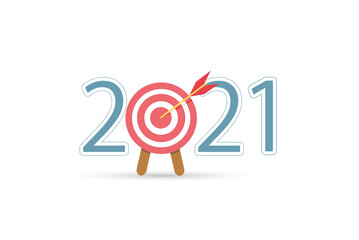 happy new year 2021. Number 2021 with Arrow in target
