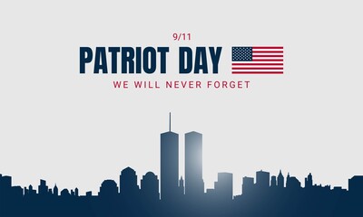 Patriot Day Background with New York City Silhouette. - obrazy, fototapety, plakaty