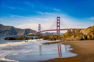 Foto op Plexiglas Baker Beach, San Francisco Golden Gate Bridge bij Baker Beach