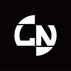 LN Logo monogram with slice circle shape rotate design template