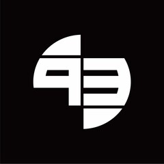 Fototapeta na wymiar PE Logo monogram with slice circle shape rotate design template