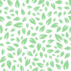 Fototapeta na wymiar Seamless floral pattern. Green leaves texture on white background.