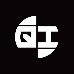 QI Logo monogram with slice circle shape rotate design template