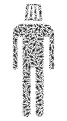 Vector idiot collage is designed of random recursive idiot parts. Recursive mosaic of idiot.