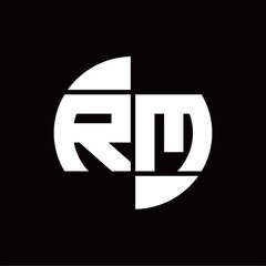 RM Logo monogram with slice circle shape rotate design template