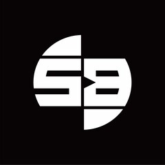 SB Logo monogram with slice circle shape rotate design template