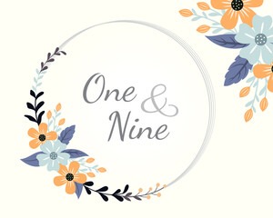 elegant Circular flower frame wedding border design illustration