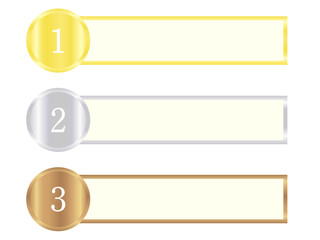 Ranking label with gold, silver and bronze medals. Vector illustration.