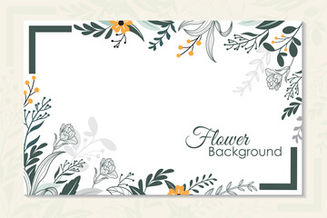 flat image leaves and floral frame background