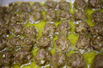 Italian style Organic pork meat ball cooking boiling