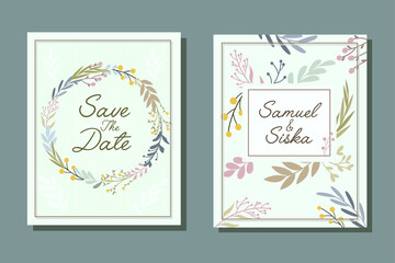 simple tropical leaf wedding invitation cover design