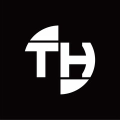 TH Logo monogram with slice circle shape rotate design template