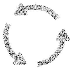 Vector rotation motion collage is designed from random self rotation motion items. Recursive collage for rotation motion.